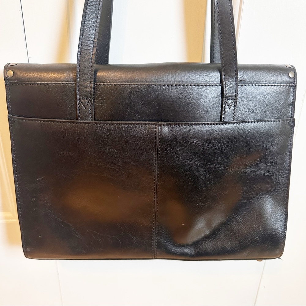 Patricia Nash Verbania 100% Genuine Leather Studded Satchel Purse Black - Picture 5 of 15